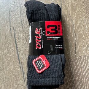 DTLR Black Performance Crew Socks - 3 Pair